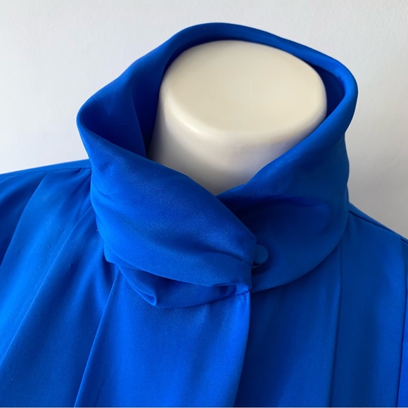 v i n t a g e :: Draped Pleated High Neck Satin Blouse - Picture 2 of 13